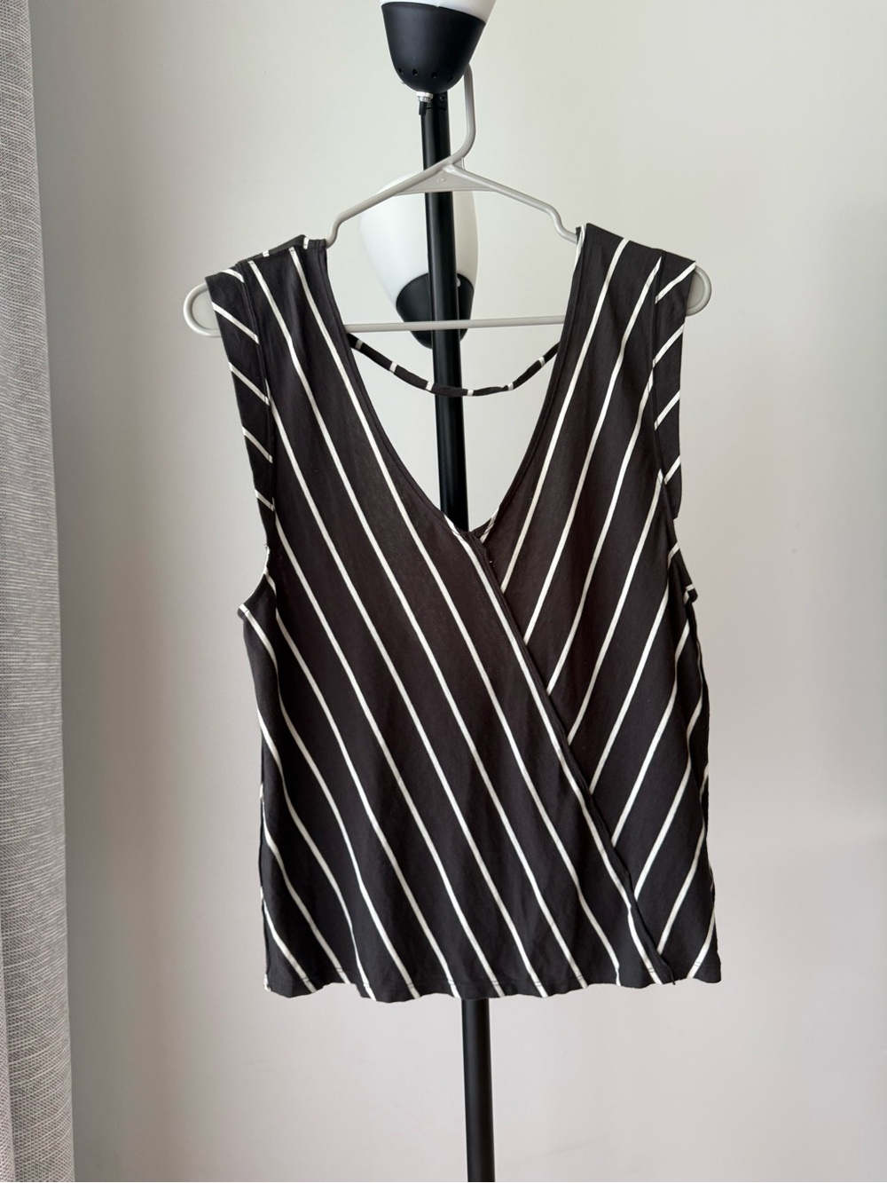 Free People Black and White Striped Sleeveless Wrap Tank. NWT